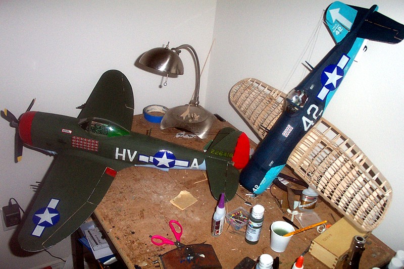 couple of built Guillow model kits
