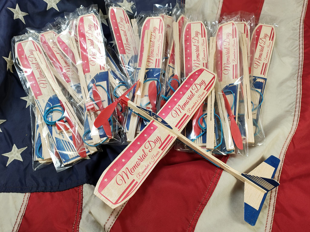 20 pack of 12" wingspan Memorial Day motorplanes